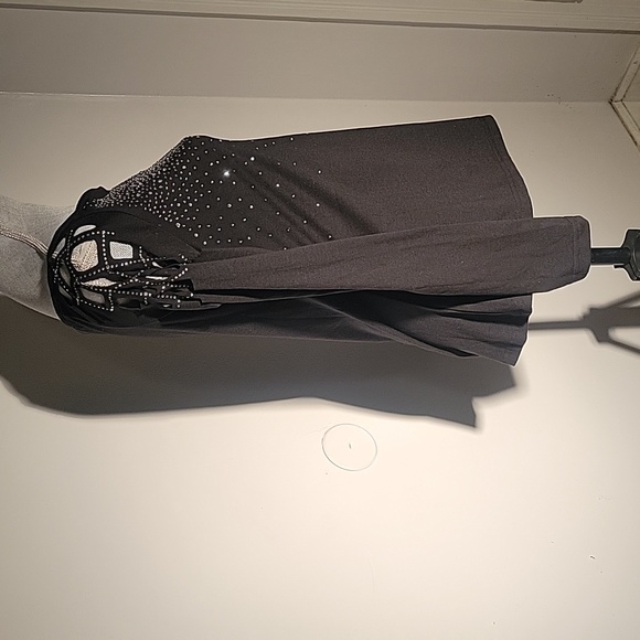 Sheilay Sparkly Black Block Neckline Long Sleeve Blouse, Size: M - Picture 3 of 7